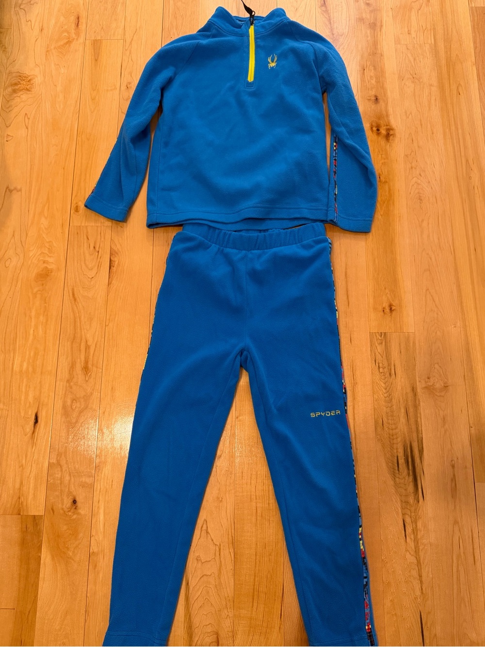 Kids Spyder Bright Blue Fleece Zip Pullover and Pants Set (size 7)